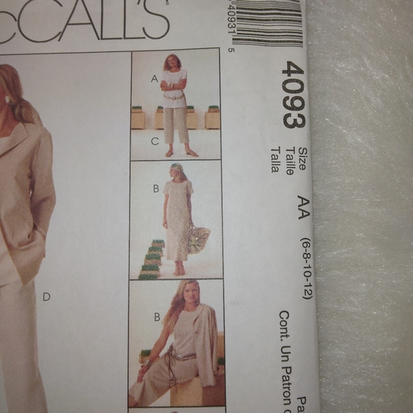 McCall's 4093 Misses unlined jacket tunic dress pants EASY sz 6-8-10-12 - Picture 2 of 5